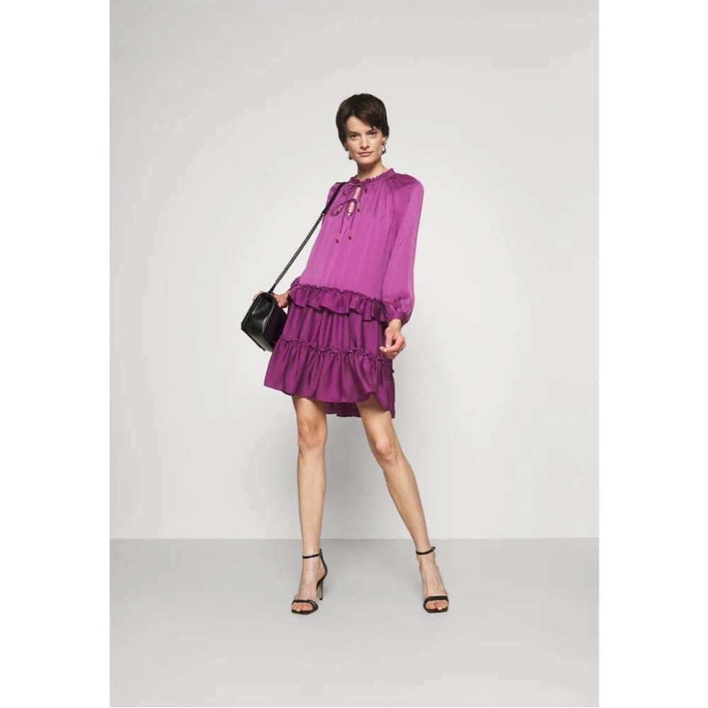 Rebecca Minkoff Tessa Dress Purple Tiered Mini